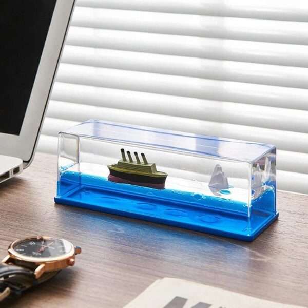 Titanic Cruise Ship & Iceberg Fluid liquid Wave Decoration for Car Dashboard, Living Room, Office | Satisfying Mind Calming | Smooth Movement